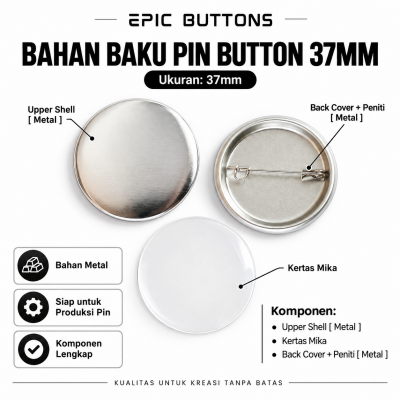 Bahan Baku Badge Pin 37mm Set Lengkap Metal Mika Peniti untuk Usaha Custom Pin